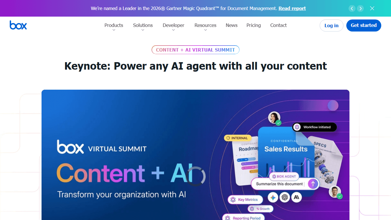 Box homepage screenshot of the official website interface
