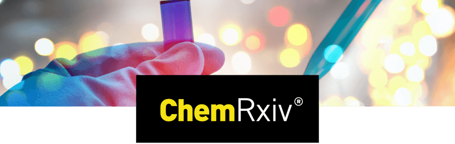 ChemRxiv logo over a chemistry laboratory image
