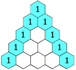 Animated Pascal's triangle showing how entries build from neighboring values.