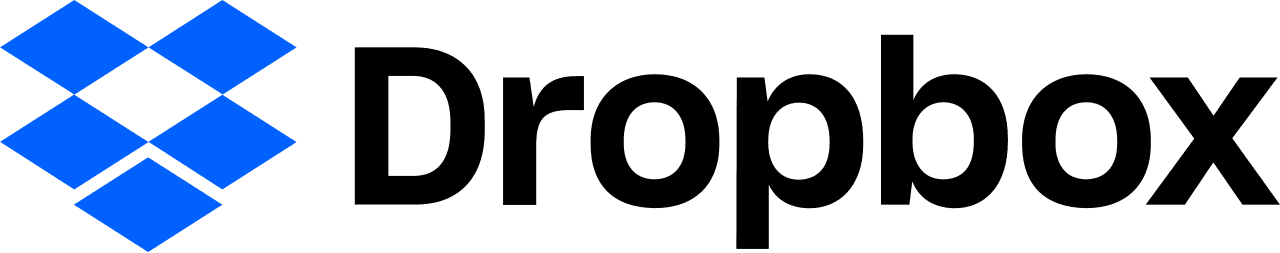 Dropbox wordmark logo in blue and black