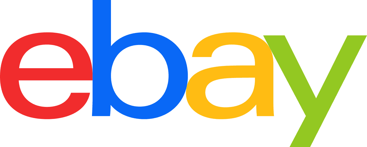 eBay wordmark logo in red, blue, yellow, and green