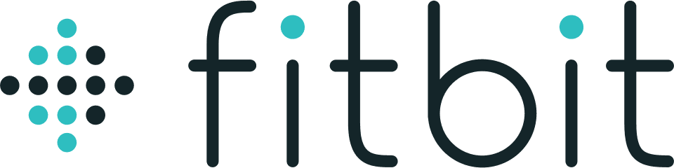 Fitbit wordmark logo with dotted blue icon.