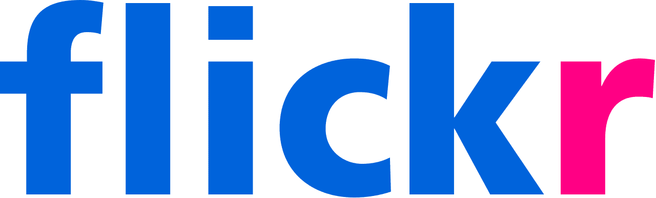 Flickr wordmark logo in blue and pink