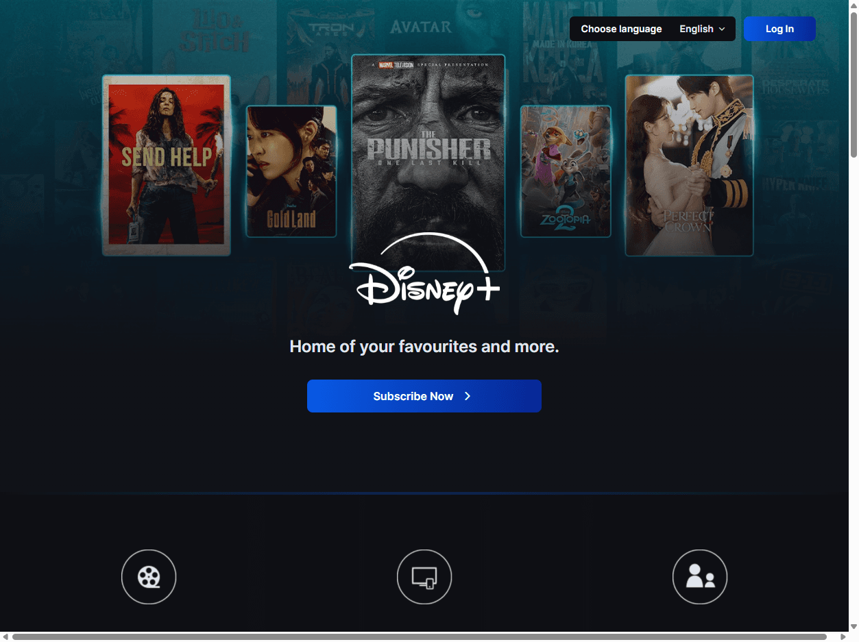 Hulu homepage screenshot showing streaming subscription messaging with featured shows, movies, live TV, and Disney bundle options.