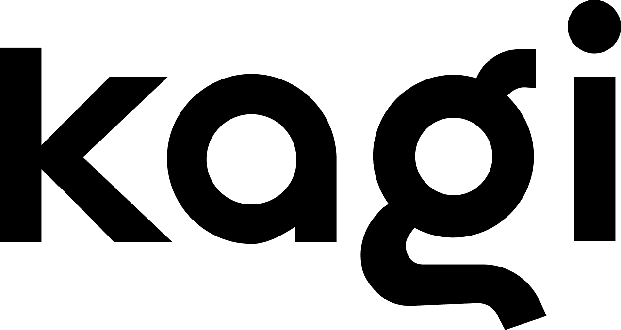 Kagi logo with a stylized orange g shape