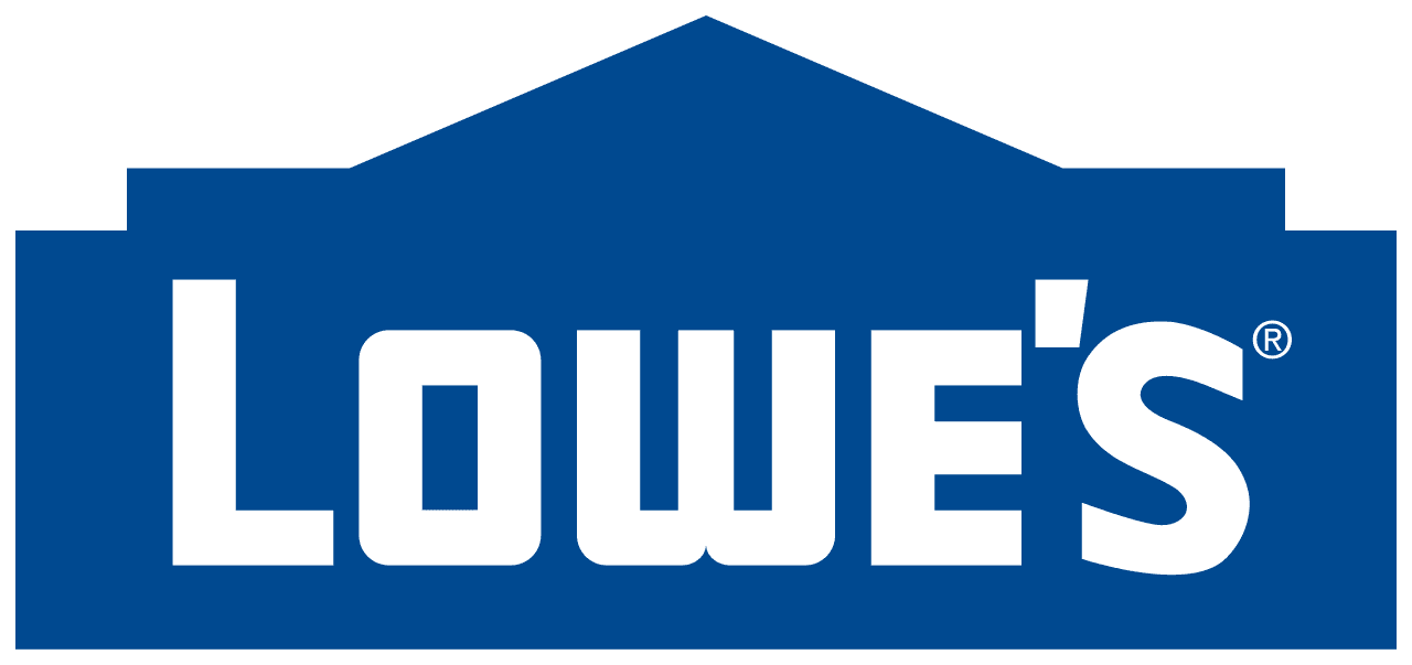 Lowe's blue gable logo with white Lowe's wordmark.