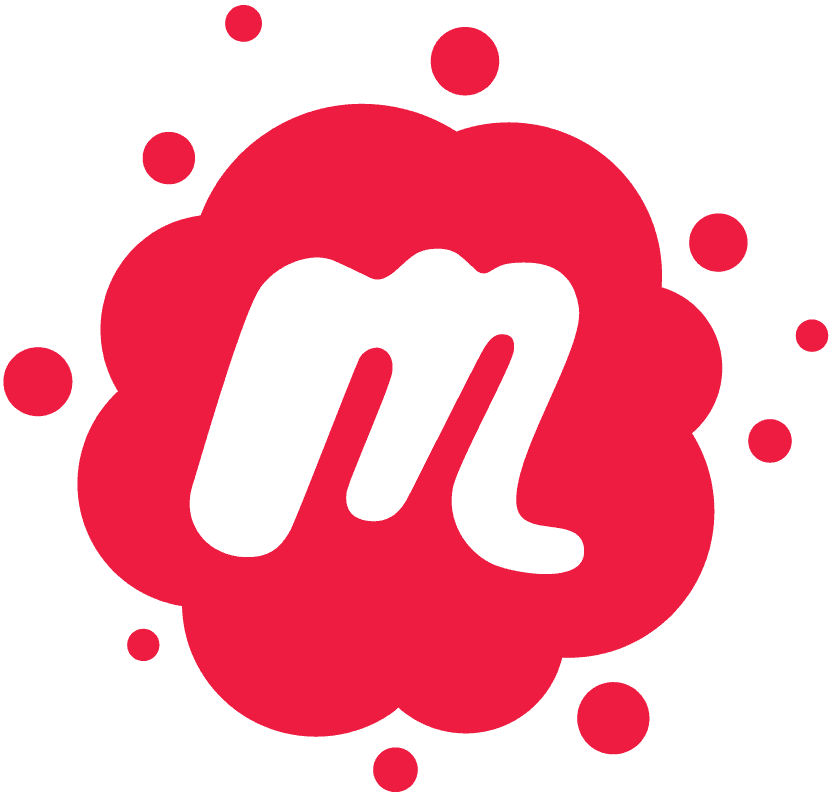 Meetup logo mark in red.