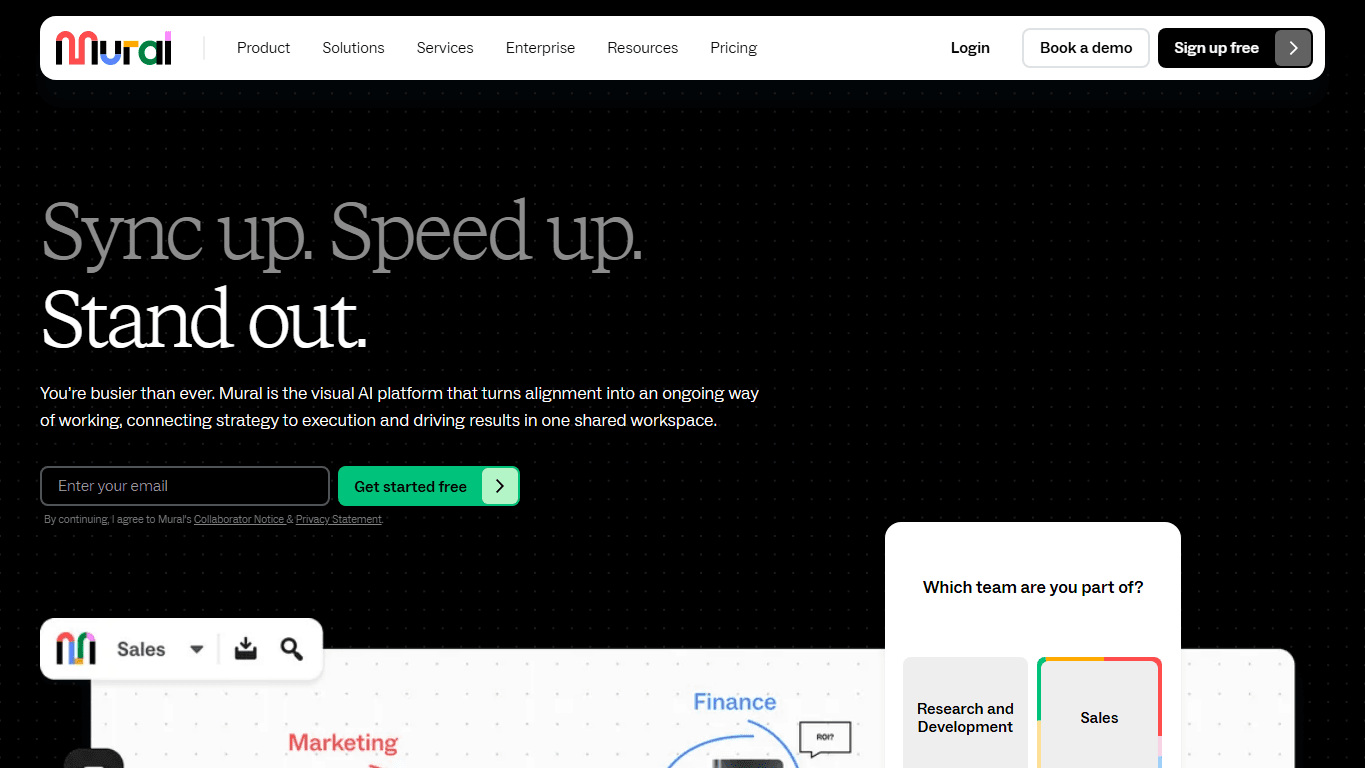 Mural homepage screenshot of the official website interface