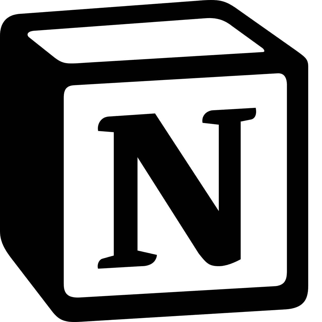 Notion cube logo in black and white