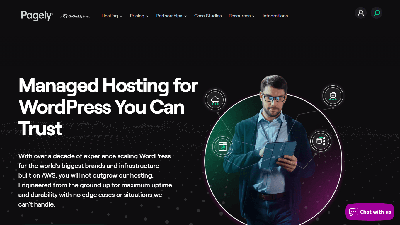 Pagely homepage screenshot of the official website interface