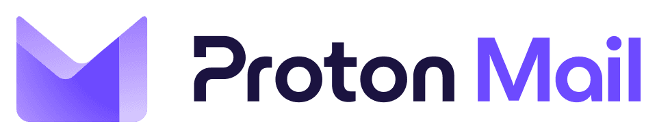 Proton Mail logo with a purple envelope mark and wordmark.