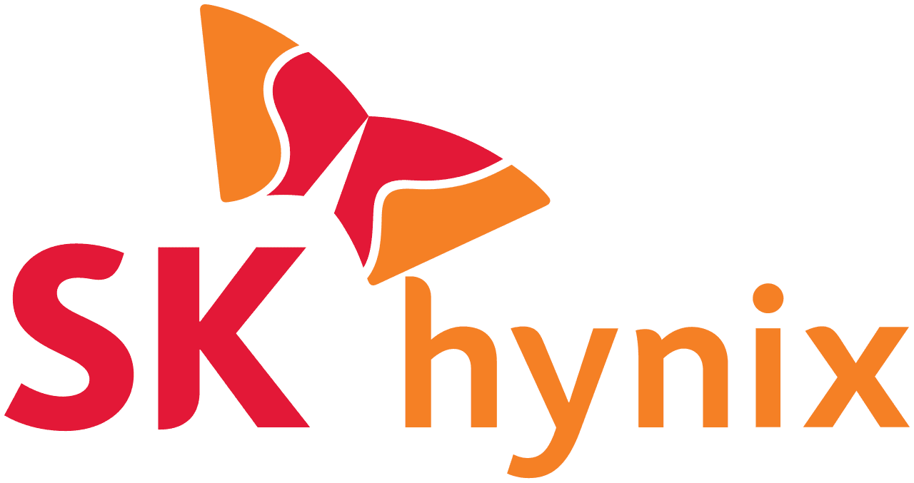 Red and orange SK hynix wordmark logo on a transparent background.