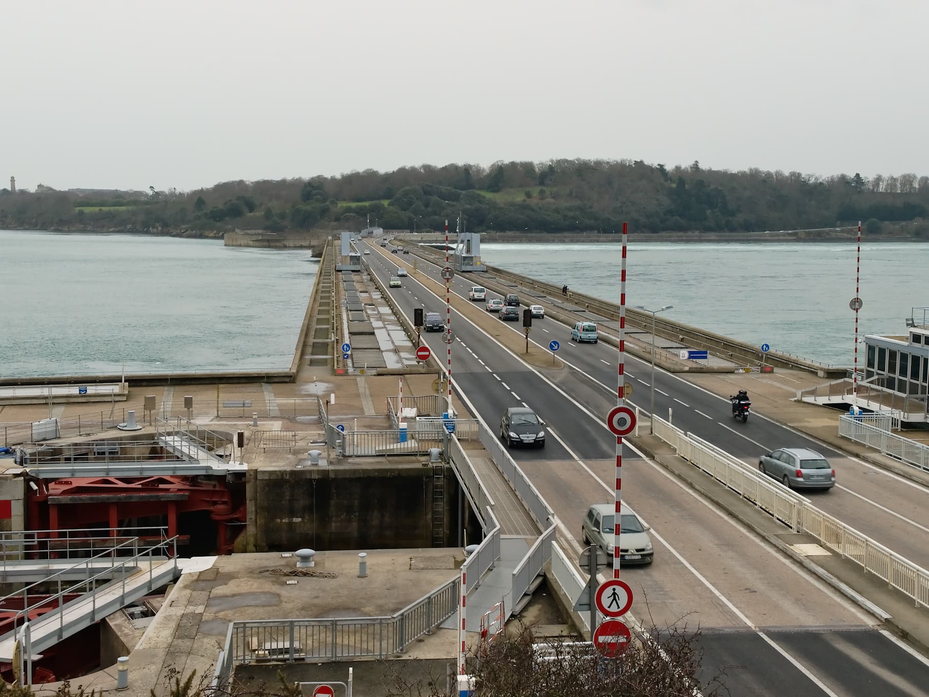 Rance tidal power station across an estuary near Saint-Malo in France