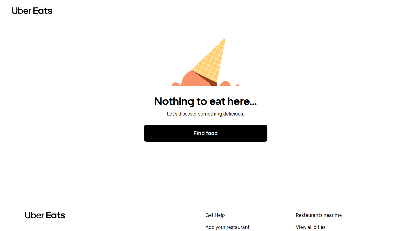 Uber Eats homepage screenshot of the official website interface