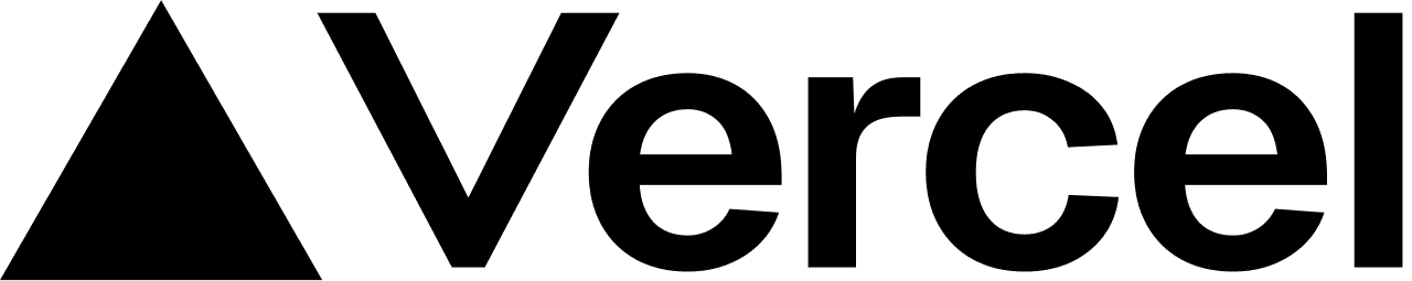 Vercel logo with a black triangle mark and wordmark.