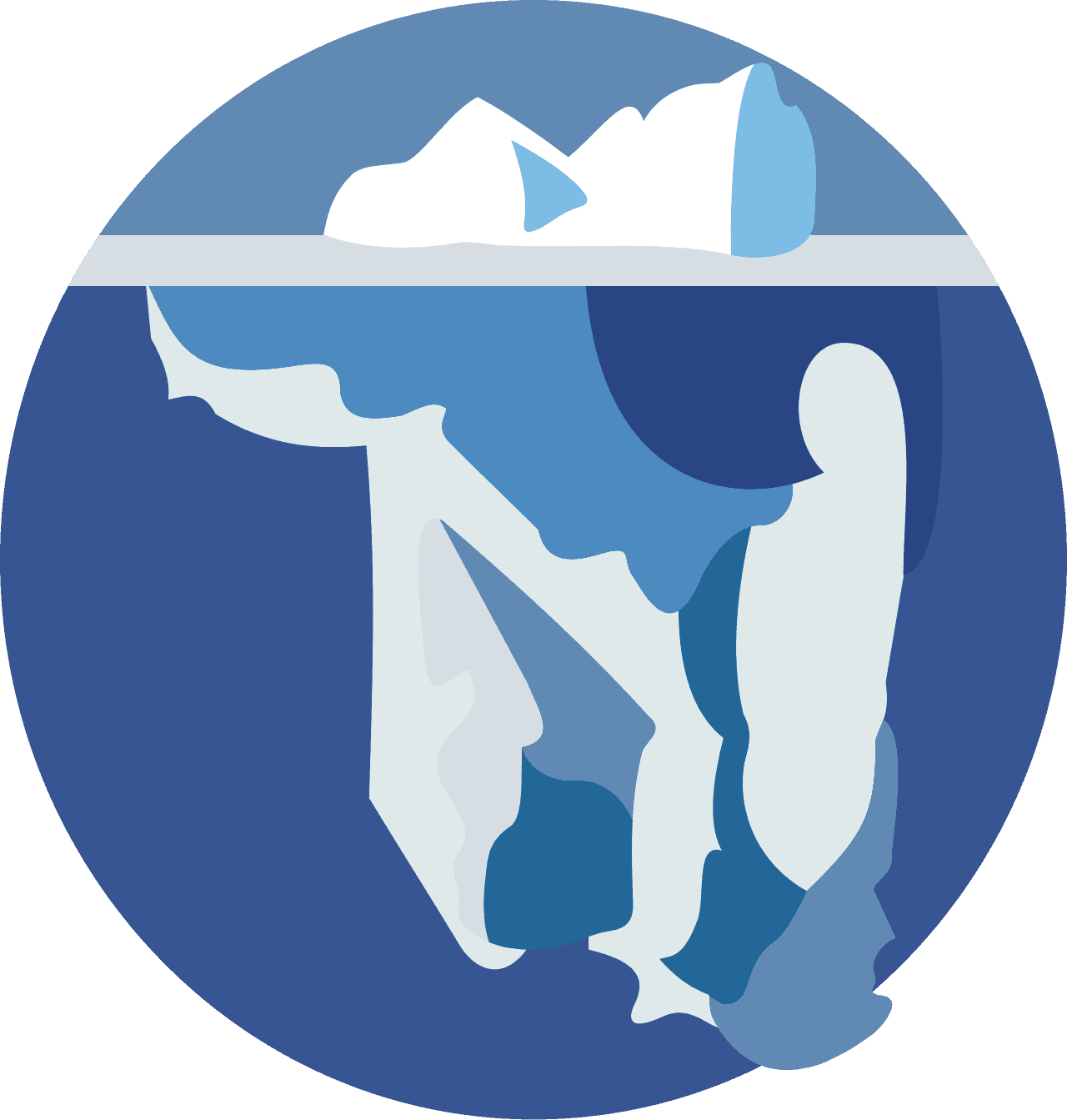 Wikisource logo with an iceberg and reflection inside a circle.