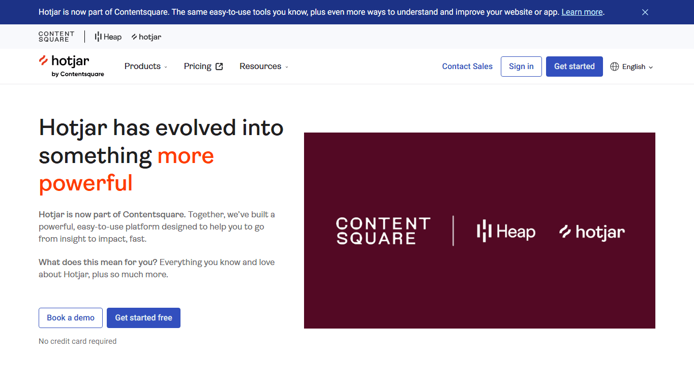 Hotjar homepage screenshot of the official website interface