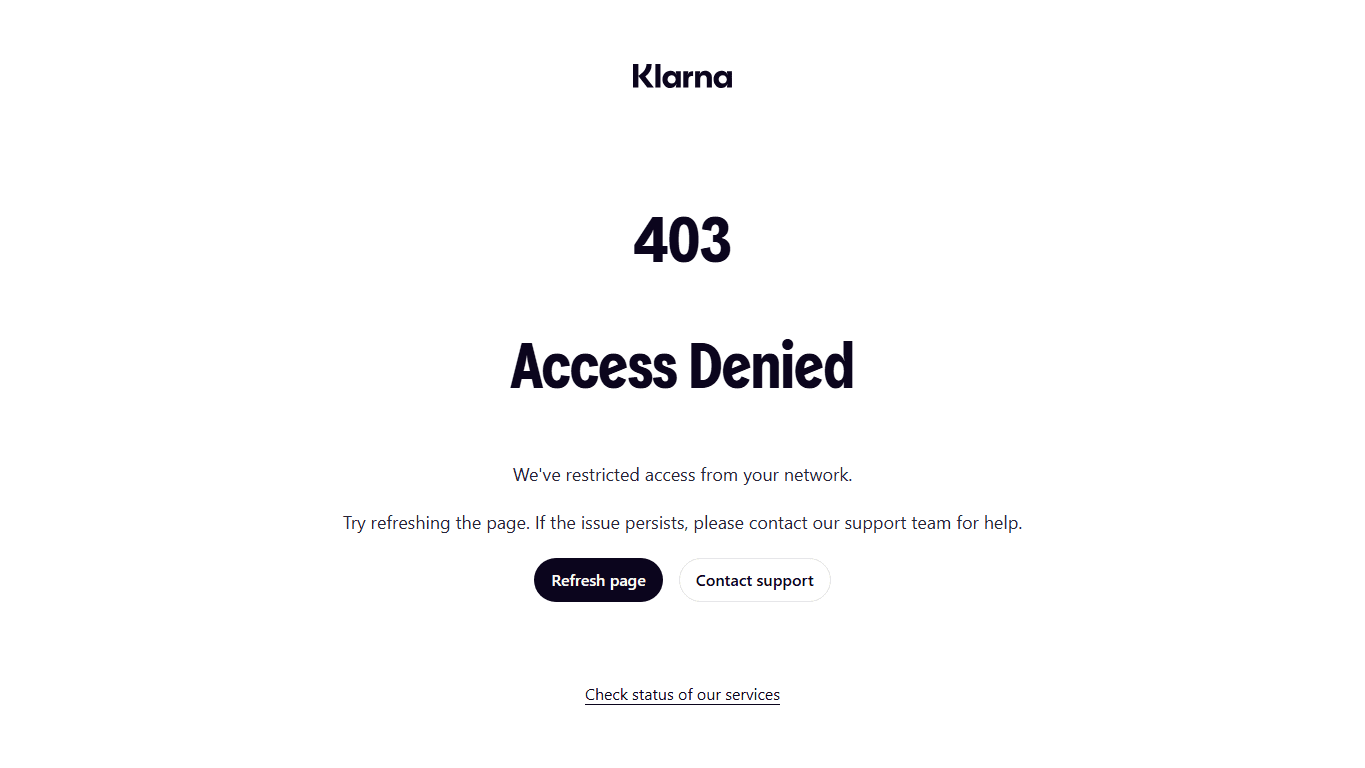 Klarna homepage screenshot of the official website interface