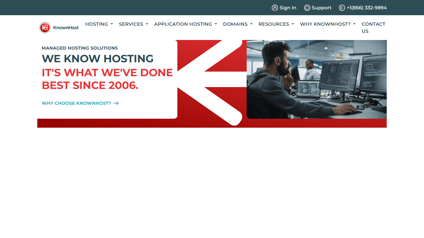 KnownHost homepage screenshot of the official website interface