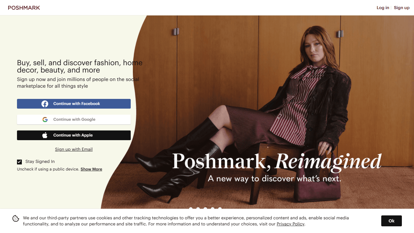 Poshmark homepage screenshot of the official website interface